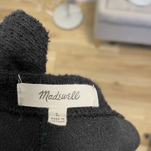 Madewell Wide-Leg Textured Knit Cropped Overalls Jumpsuit Black size Large - Picture 10 of 11